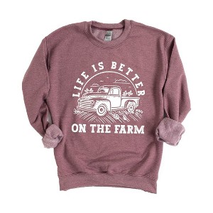 Simply Sage Market Women's Graphic Sweatshirt Better On The Farm Truck - 1 of 3