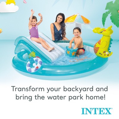 Intex Gator Inflatable Kiddie Pool with Slide and Sprinkler