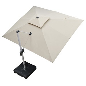 PURPLE LEAF Patio Outdoor Rectangle Umbrella with Base Large Cantilever Umbrella Windproof Offset Heavy Duty Sun for Garden Deck Pool - 1 of 4