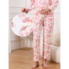 INSPIRE CHIC Women's Nursing Pajama Set Floral Leopard Long Sleeve Top with Pant Postpartum Breastfeeding Loungewear - 3 of 4