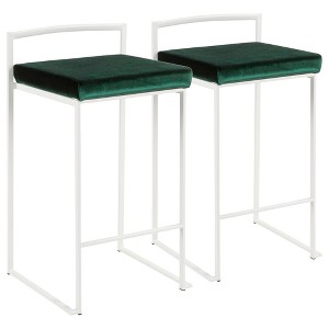 Padded Counter Stool with Swivel, Armrests, and Metal Footrest for Kitchen Island or Home Bar, Set of 2 - 1 of 4