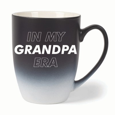 Elanze Designs In My Grandpa Era Two Toned Ombre Matte 10 ounce New Bone China Coffee Tea Cup Mug For Your Favorite Morning Brew, Black and White