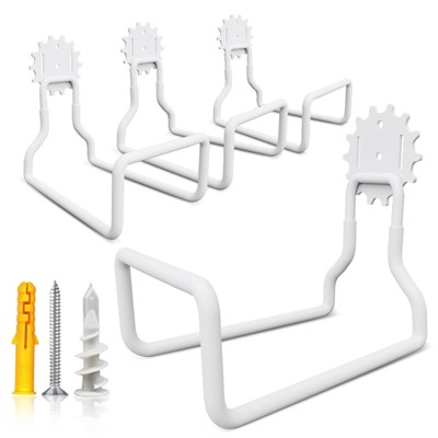 Munora 4-Piece Heavy Duty Wall Hook Set - Universal Steel Garage Hooks with PVC Coating for Garden Tools, Hoses & Power Equipment