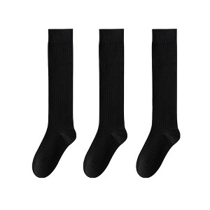 Anna-Kaci Women's 3-Pack Ribbed Knee High Compression Socks Seamless Toe Slim Fit Design - 1 of 4