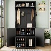 TIRAMISUBEST Elegant Wide Hall Tree with 5 Hooks, Versatile Entryway Lift Top Storage Bench with 2 Drawers, Retro 3-in-1 Coat Rack with Black Handles - 3 of 4