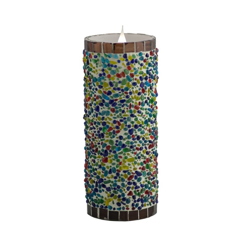 Solare 3x8 Speckled Stucco Flat Top Solare 3D Virtual Flame Candle, 1 of 3
