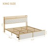 Whizmax King/Queen/Full Size Led Bed Frame with Headboard and 2 Storage Drawers, Upholstered Platform Bed with Charging Station, No Box Spring Needed - 2 of 4