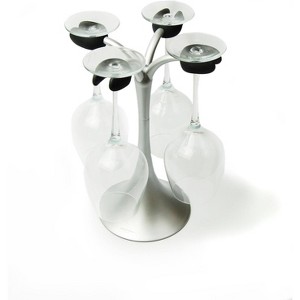 Architec AirDry Glass Drying Rack, No-Tip design Holds 4 Glasses,Silver - 1 of 4