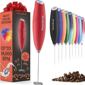 Handheld Milk Frother, Mini Foamer, Battery Operated Stainless Steel Drink Mixer for Coffee, Lattes, Cappuccino, Matcha, Chocolate - 1 of 4