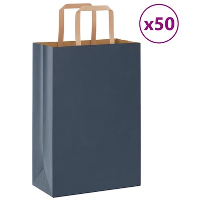 vidaXL Paper Bags 50 pcs with Handles Blue 8.3x4.3x12.2"