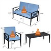 Costway 4PCS Patio Furniture Set Aluminum Frame Cushioned Sofa Chair Coffee Table Blue - image 3 of 4