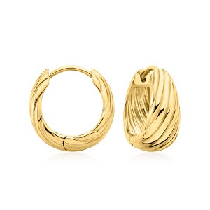 Ross-Simons 18kt Gold Over Sterling Ridged Hoop Earrings - 1 of 3