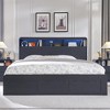SinCiDo Modern King Size Bed Frame w/ 50" Tall Storage Headboard, Charging Station & LED Light, Curved Profile Design, Noiseless, No Box Spring Needed - 2 of 4