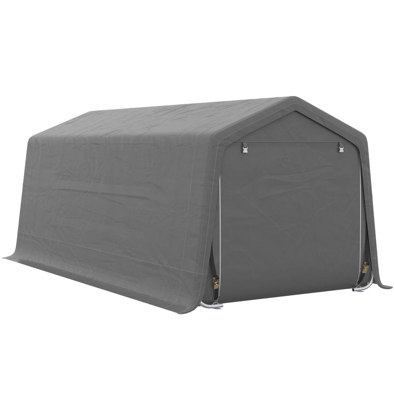 Outsunny 10' x 20' Portable Garage, Heavy Duty Carport, Storage Tent Shelter w/ Anti-UV Sidewalls and Double Zipper Doors, 4 of 7