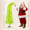 6 ft Bent Top Whimsical Christmas Tree, Pencil Xmas Tree with with Red Ball, Metal Base, Prelit with 230 LED Lights - 3 of 4