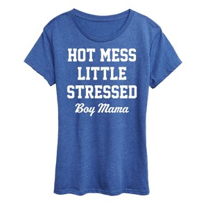 Women's - Instant Message - Hot Mess Boy Mama Short Sleeve Graphic T-Shirt - 1 of 4