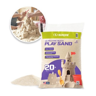 Sun Joe Ultra Fine Silica Play Sand for Sandboxes, Sensory Tables, Weighted Toys & Aquariums, for Molding, Digging & Sculpting, 20 lbs, PLYSAND20
