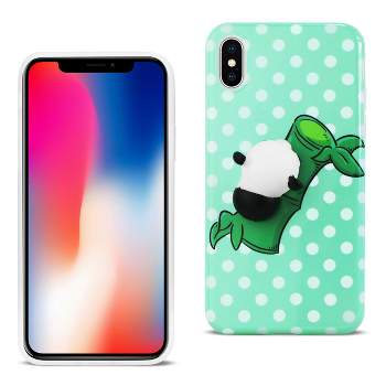 Reiko iPhone X/iPhone XS TPU Design Case with 3D Soft Silicone Poke Squishy Panda in Green