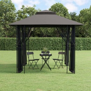 vidaXL Gazebo with Sidewalls Anthracite 118.1"x118.1"x106.3" Steel - 1 of 4