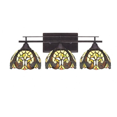 Toltec Lighting Uptowne 3 - Light Vanity in  Dark Granite with 7" Ivory Cypress Art Glass Shade