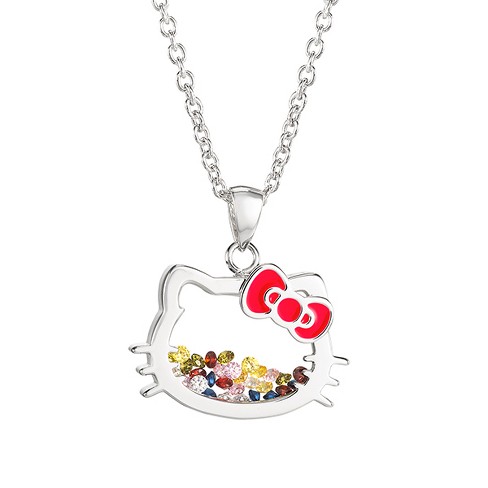 Hello Kitty Silver Plated Shaker Pendant Necklace, 18