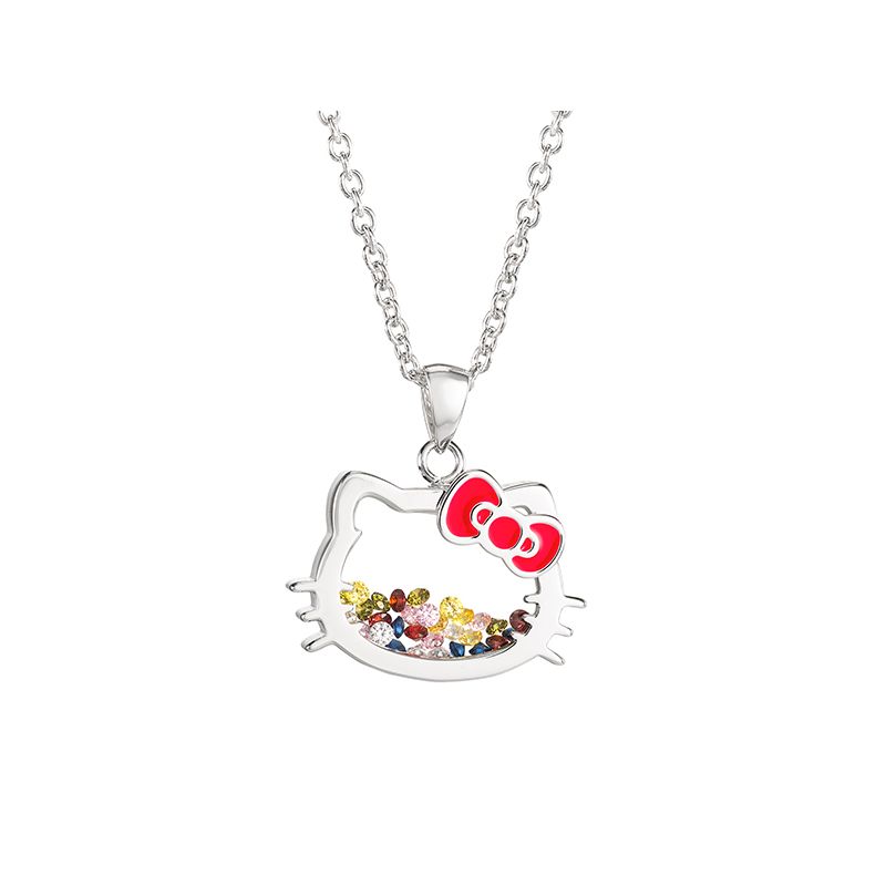 Hello Kitty Silver Plated Shaker Pendant Necklace, 18'', 1 of 3