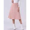 INSPIRE CHIC Women's Casual Solid Faux Suede Pockets Stretch A-line Midi Skirt with Belt - 3 of 4