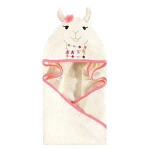 Little Treasure Baby Girl Cotton Animal Face Hooded Towel, Llama, One Size - 1 of 1