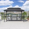 PURPLE LEAF Hardtop Grill Gazebo for Patio Permanent Aluminum Barbeque Shelter Gazebo with Ceiling Hook and Shelves Grey Outdoor BBQ Gazebo - 3 of 4
