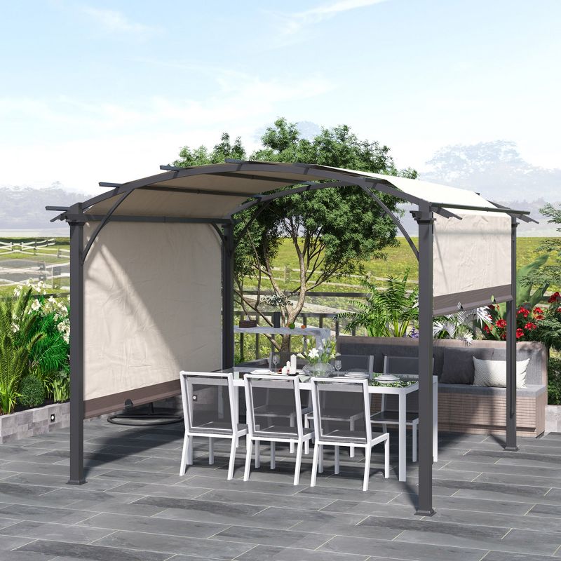 Outsunny 11' x 11' Outdoor Retractable Pergola Canopy, Sun Shade Canopy Patio Metal Shelter for Garden Porch Beach, 3 of 8