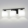 DORESshop 22 in. 3 Light Matte Black Modern Square Vanity Light for Bathroom, Bedroom, Living Roomwith Milk White Shades - 3 of 4