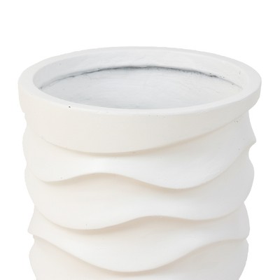 Set of 2 White Wavy MgO Indoor/Outdoor Planters