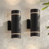 Possini Euro Design Wynnsboro 12" High Modern Outdoor Wall Light Fixture Mount Porch House Exterior Up/Down Set of 2 Weatherproof Black Aluminum - 2 of 4