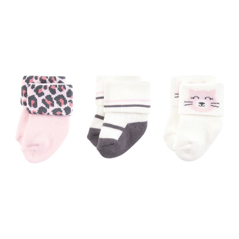 Hudson Baby Infant Girl Caps, Mittens and Socks Set, Leopard, 0-6 Months, 5 of 6