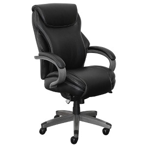 Hyland Bonded Leather & Wood Executive Office Chair with Air Technology Black/Gray - La-Z-Boy