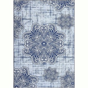 Washable Vintage Hallway Runner Rug, Low-Pile Non-Slip Rubber Backing Carpet for Kitchen, Laundry & Entryway - 1 of 4