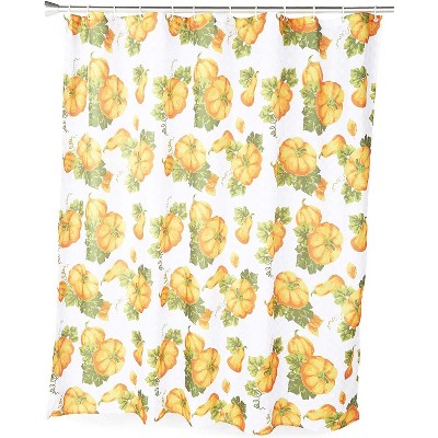 Okuna Outpost Pumpkin Shower Curtain Set with Hooks for Thanksgiving Decor (70 x 71 Inches)