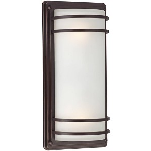 John Timberland Habitat Modern Outdoor Wall Light Fixture Rubbed Bronze 16" Opal Etched Glass for Post Exterior Barn Deck House Porch Yard Patio Home - 1 of 4