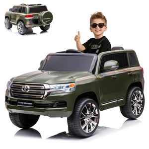 Licensed Toyota Land Cruiser 12V Kids Ride-On Car Truck, 2-Seater, 3 Speeds, Remote Control, LED Lights, Music & Horn - 1 of 4