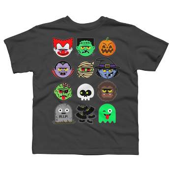 Boy's Design By Humans MONSTER FACES Halloween Emoji Shirt Skeleton Dracula Costume By vomaria T-Shirt