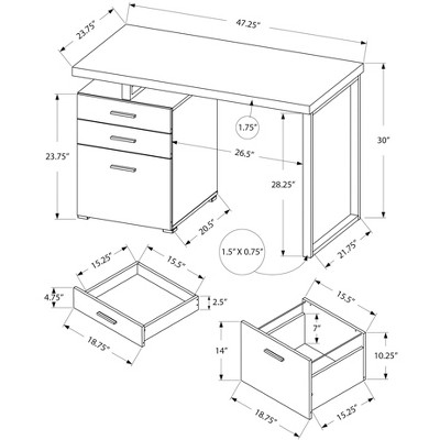 Transitional Taupe Wood Home Office Desk with Filing Cabinet