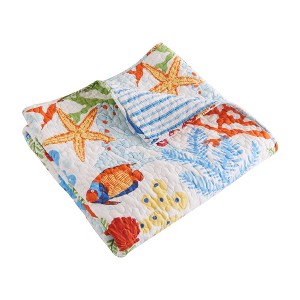 Portofino Blue Throw - One Quilted Throw - Levtex Home - 1 of 4