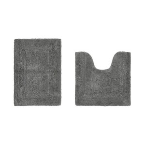 Lux Premium 100% Cotton Tufted Solid Reversible 2 PC Bath Rug Set – Ultra-Soft, Water-Absorbent, Durable, Machine Washable Bathroom Rug - 1 of 4