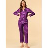 Allegra K Women's Satin Button Down Sleepshirt with Pants Sleepwear Pajama Set - 3 of 4