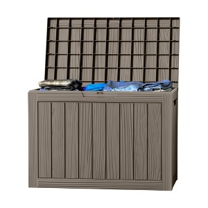 MAYEERTY 45 Gallon Large Capacity Outdoor Deck Box for Patio Furniture Cushions, Pillow with Wheels, Light Brown - 1 of 4