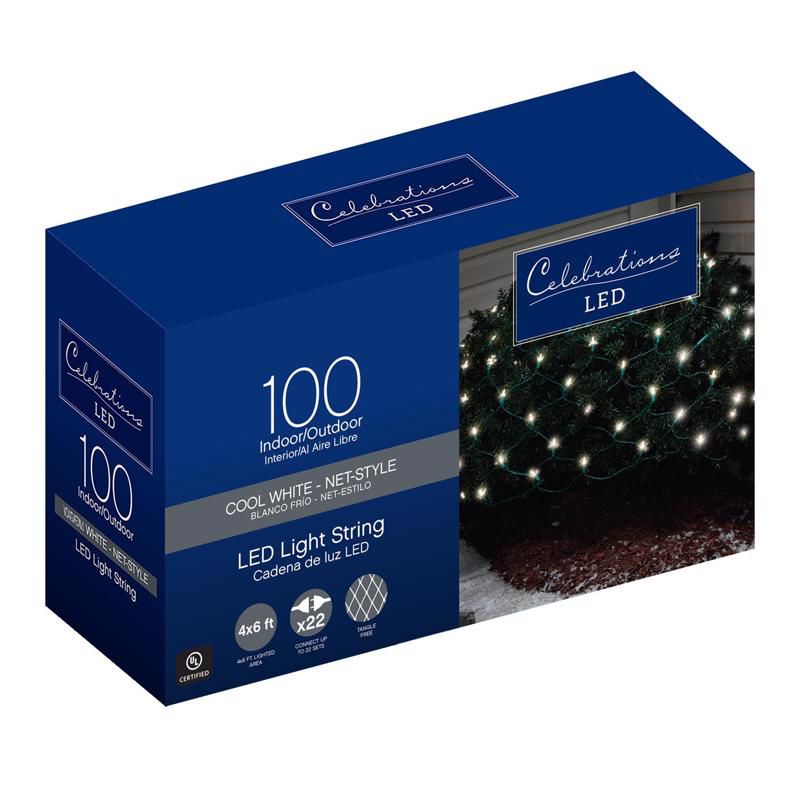 Celebrations LED Mini Cool White 100 ct Net Christmas Lights 6 ft., 1 of 2