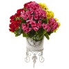Nearly Natural Geranium with Metal Planter UV Resistant (Indoor/Outdoor), Beauty - 2 of 4