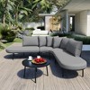 Half Moon Curved Outdoor Patio Furniture Set, Patio Conversation Set with Coffee Table, Iron Frame Sectional Sofa for Balcony Garden Poolside - 2 of 4