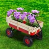 FURNIinspire Wheelbarrows And Lawn Carts Outdoor Sport Wagon Tools Cart Wooden Side Panels Air Tires Wagon, Garden Cart With Handle, Red, 39“*16"*20" - 2 of 4