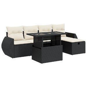 vidaXL Garden Sofa Set Black PE rattan Large Adjustable Feet - 1 of 4